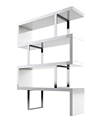 67" White And Silver Metal and Wood Three Tier Etagere Bookcase HomeRoots