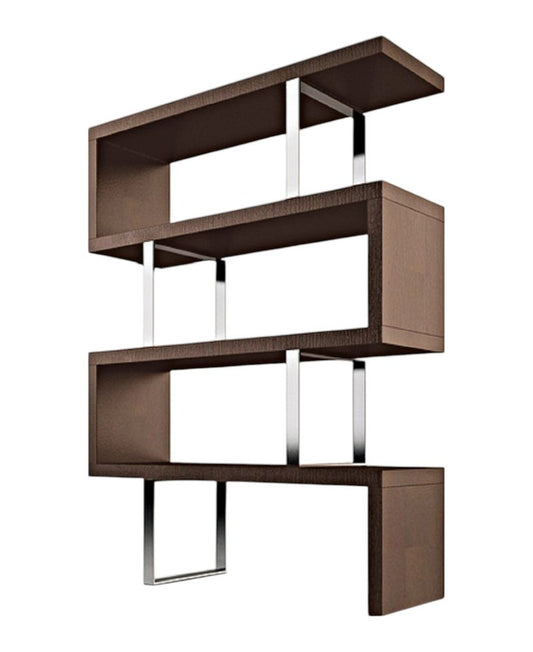 67" Brown And Silver Metal and Wood Three Tier Etagere Bookcase HomeRoots