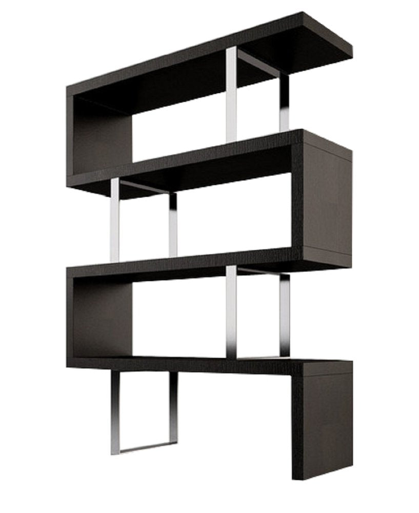 67" Black And Silver Metal and Wood Three Tier Etagere Bookcase HomeRoots