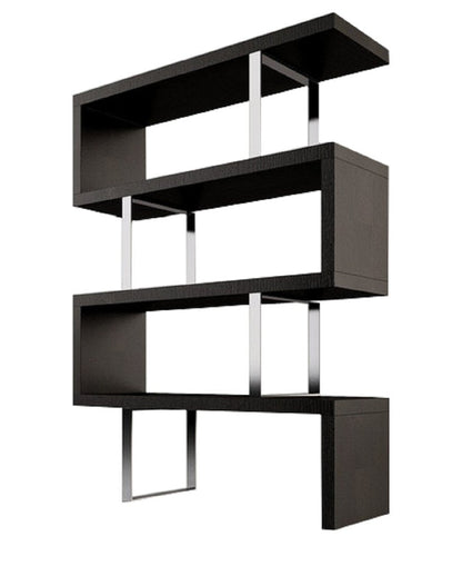 67" Black And Silver Metal and Wood Three Tier Etagere Bookcase HomeRoots