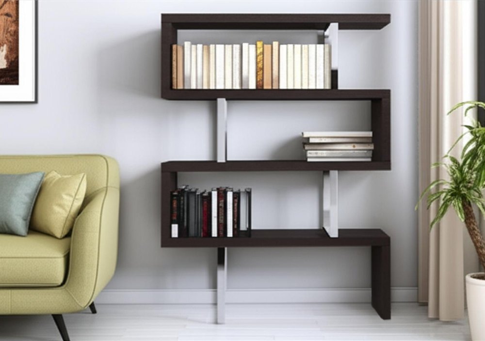 67" Espresso And Silver Metal and Wood Three Tier Etagere Bookcase HomeRoots