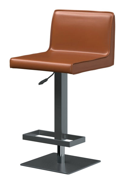 Orange And Black Faux Leather And Metal Low Back Adjustable Height Bar Chair HomeRoots