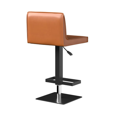 Orange And Black Faux Leather And Metal Low Back Adjustable Height Bar Chair HomeRoots