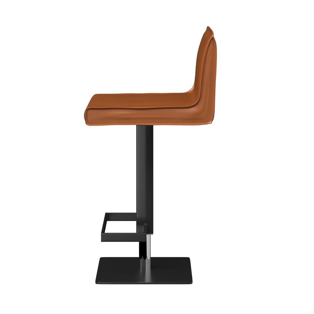 Orange And Black Faux Leather And Metal Low Back Adjustable Height Bar Chair HomeRoots