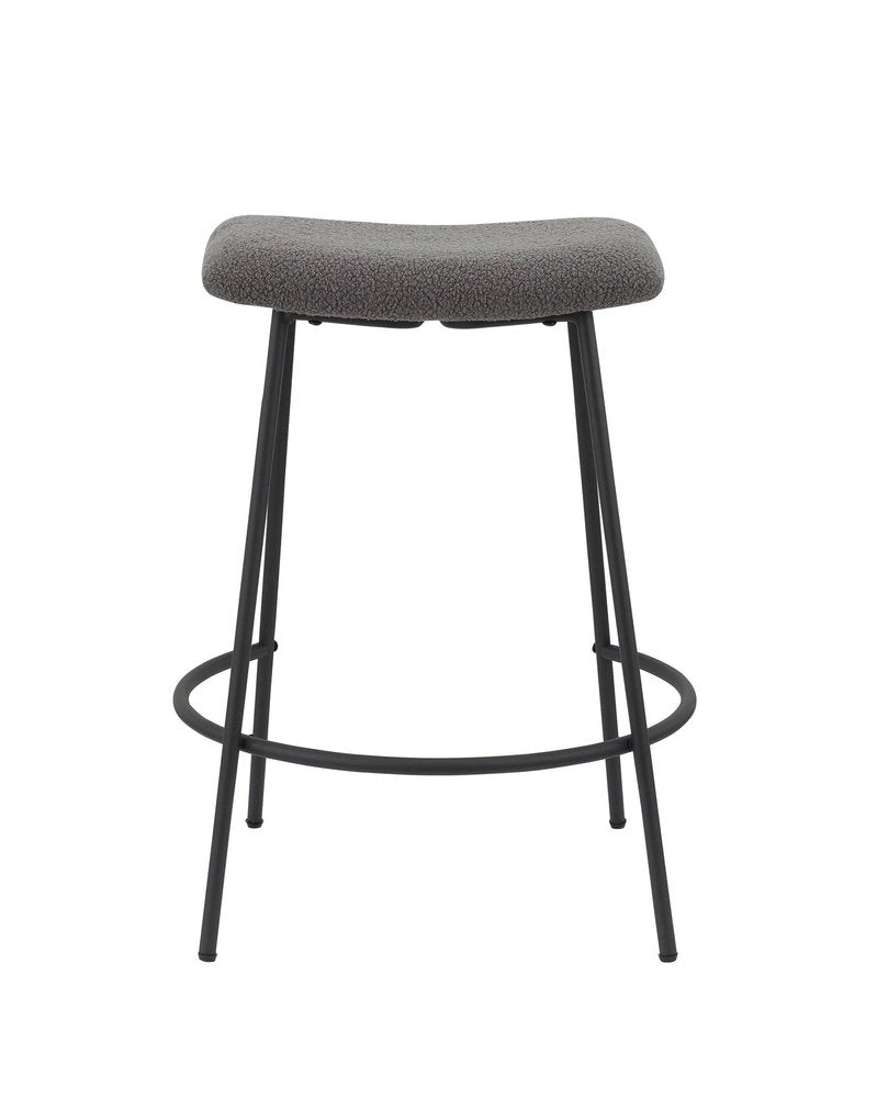 Set of Two 26" Gray And Black Fabric And Metal Backless Counter Height Bar Chairs HomeRoots