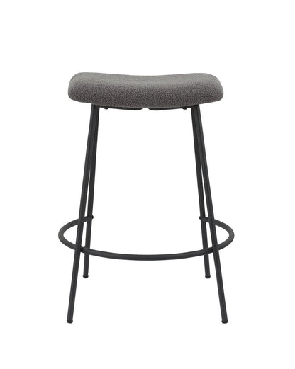 Set of Two 26" Gray And Black Fabric And Metal Backless Counter Height Bar Chairs HomeRoots
