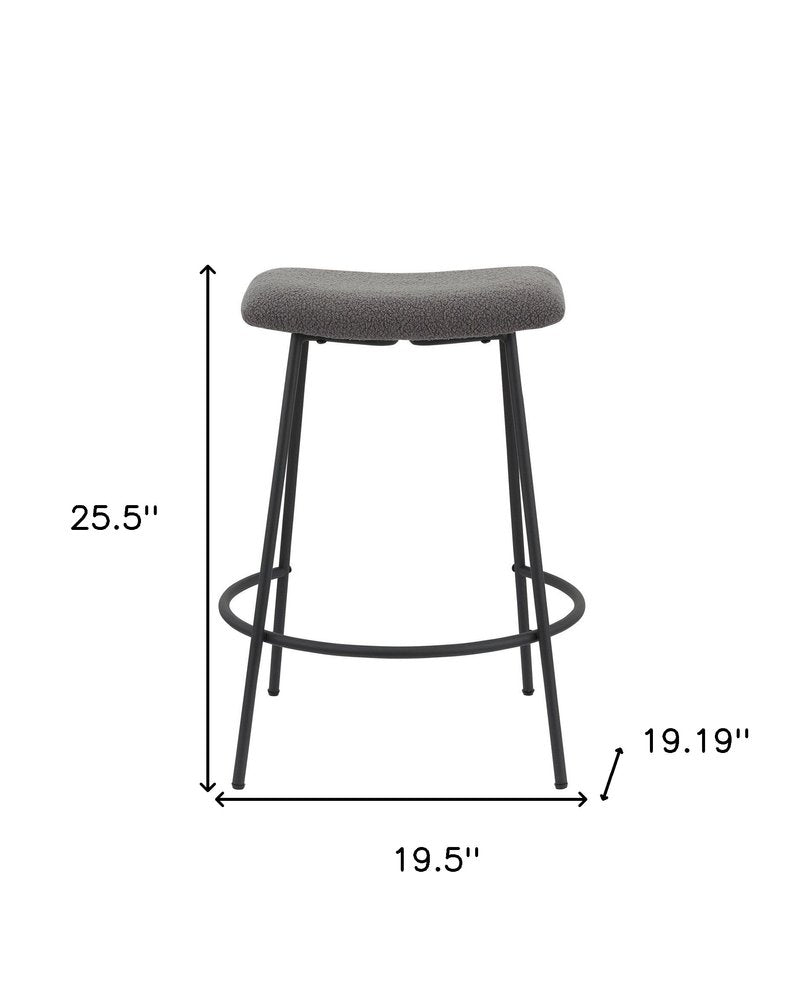 Set of Two 26" Gray And Black Fabric And Metal Backless Counter Height Bar Chairs HomeRoots