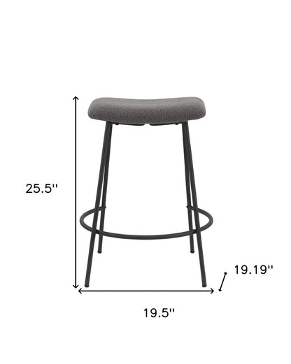 Set of Two 26" Gray And Black Fabric And Metal Backless Counter Height Bar Chairs HomeRoots