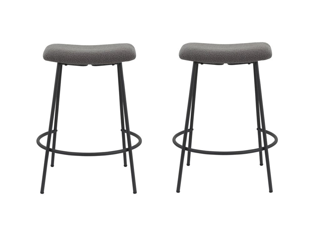 Set of Two 26" Gray And Black Fabric And Metal Backless Counter Height Bar Chairs HomeRoots