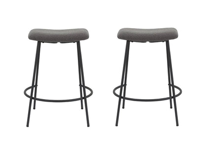 Set of Two 26" Gray And Black Fabric And Metal Backless Counter Height Bar Chairs HomeRoots