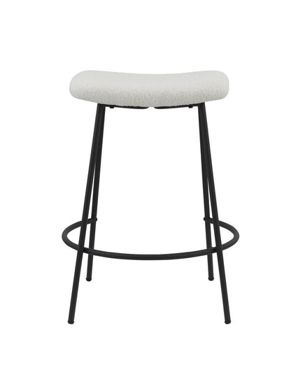 Set of Two 26" White And Black Fabric And Metal Backless Counter Height Bar Chairs HomeRoots
