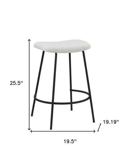 Set of Two 26" White And Black Fabric And Metal Backless Counter Height Bar Chairs HomeRoots