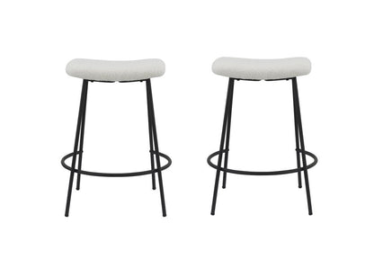 Set of Two 26" White And Black Fabric And Metal Backless Counter Height Bar Chairs HomeRoots