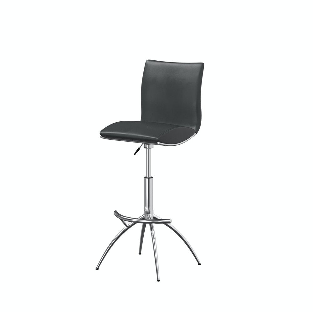 Set of Two Gray and Silver Faux Leather and Metal Low Back Adjustable Height Bar Chairs HomeRoots