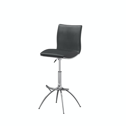 Set of Two Gray and Silver Faux Leather and Metal Low Back Adjustable Height Bar Chairs HomeRoots