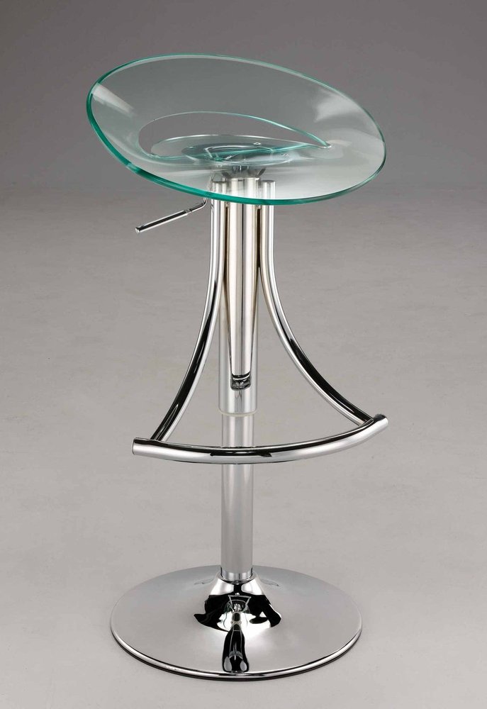 Clear And Silver Heavy Duty Plastic And Metal Low Back Adjustable Height Bar Chair HomeRoots