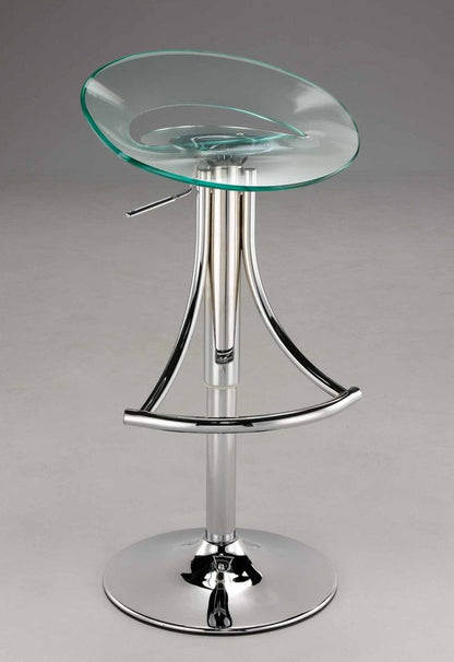 Clear And Silver Heavy Duty Plastic And Metal Low Back Adjustable Height Bar Chair HomeRoots