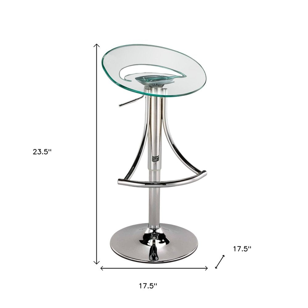 Clear And Silver Heavy Duty Plastic And Metal Low Back Adjustable Height Bar Chair HomeRoots