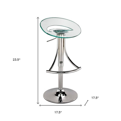 Clear And Silver Heavy Duty Plastic And Metal Low Back Adjustable Height Bar Chair HomeRoots