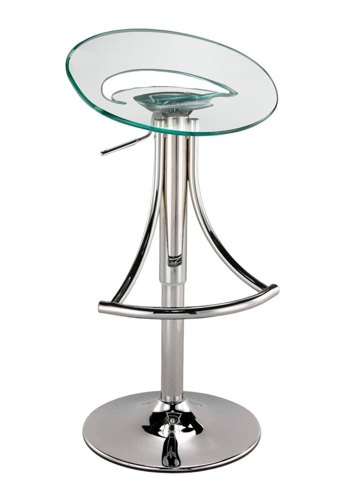 Clear And Silver Heavy Duty Plastic And Metal Low Back Adjustable Height Bar Chair HomeRoots