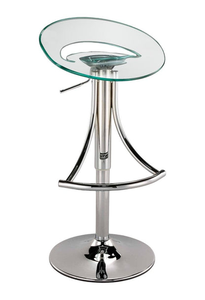 Clear And Silver Heavy Duty Plastic And Metal Low Back Adjustable Height Bar Chair HomeRoots