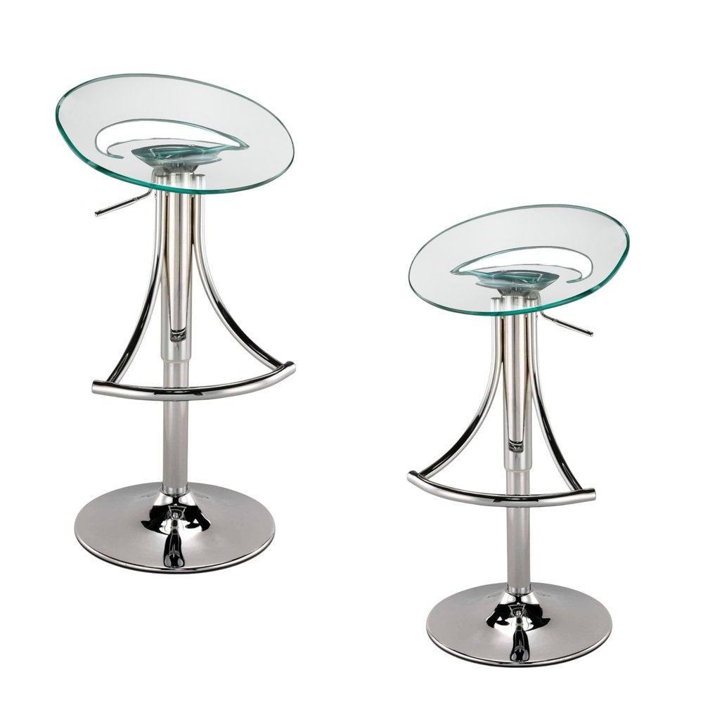 Clear And Silver Heavy Duty Plastic And Metal Low Back Adjustable Height Bar Chair HomeRoots