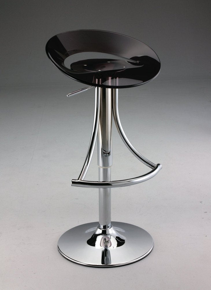 Black And Silver Heavy Duty Plastic And Metal Low Back Adjustable Height Bar Chair HomeRoots