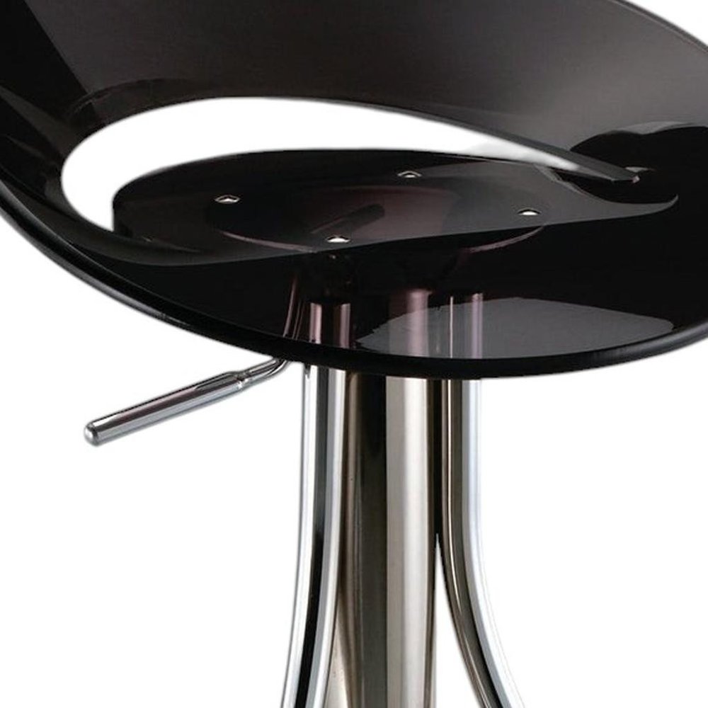 Black And Silver Heavy Duty Plastic And Metal Low Back Adjustable Height Bar Chair HomeRoots