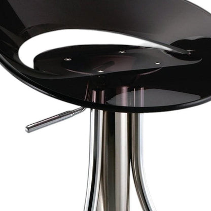 Black And Silver Heavy Duty Plastic And Metal Low Back Adjustable Height Bar Chair HomeRoots