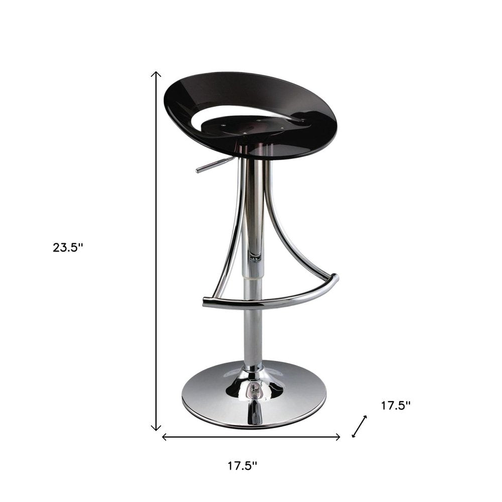Black And Silver Heavy Duty Plastic And Metal Low Back Adjustable Height Bar Chair HomeRoots