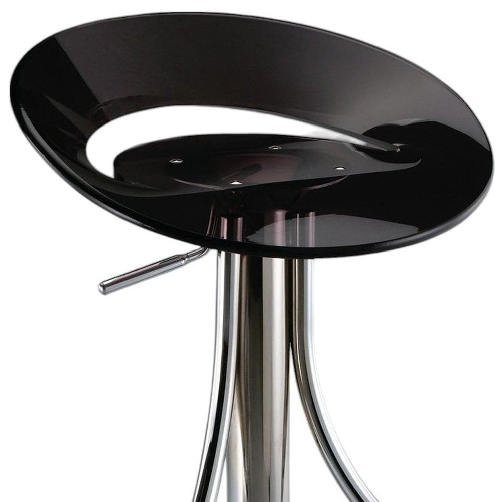 Black And Silver Heavy Duty Plastic And Metal Low Back Adjustable Height Bar Chair HomeRoots