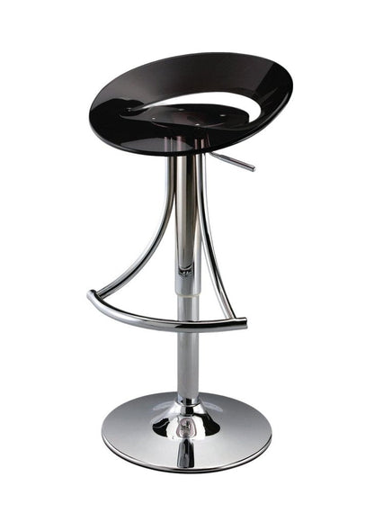 Black And Silver Heavy Duty Plastic And Metal Low Back Adjustable Height Bar Chair HomeRoots