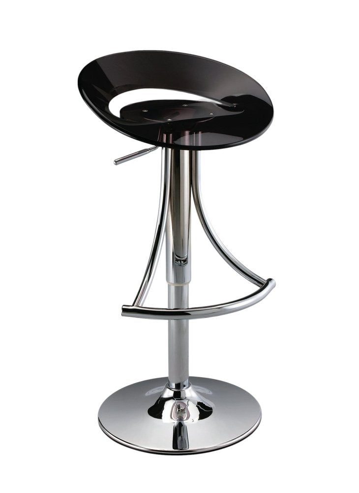 Black And Silver Heavy Duty Plastic And Metal Low Back Adjustable Height Bar Chair HomeRoots