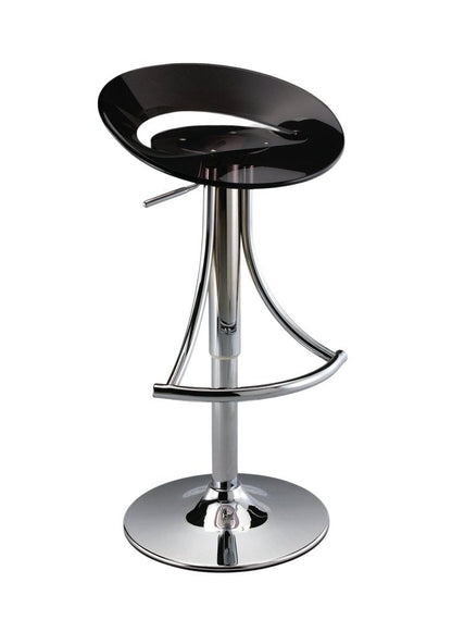 Black And Silver Heavy Duty Plastic And Metal Low Back Adjustable Height Bar Chair HomeRoots