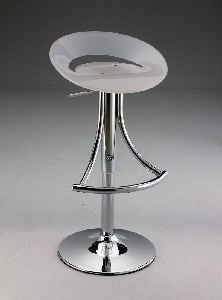 White And Silver Acrylic And Metal Low Back Adjustable Height Bar Chair HomeRoots