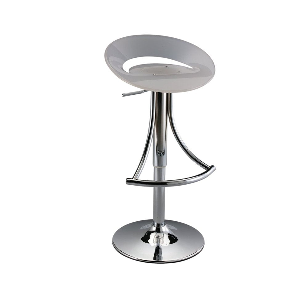 White And Silver Acrylic And Metal Low Back Adjustable Height Bar Chair HomeRoots
