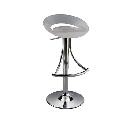 White And Silver Acrylic And Metal Low Back Adjustable Height Bar Chair HomeRoots