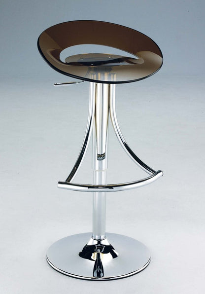Dark Gray And Silver Acrylic And Metal Low Back Adjustable Height Bar Chair HomeRoots