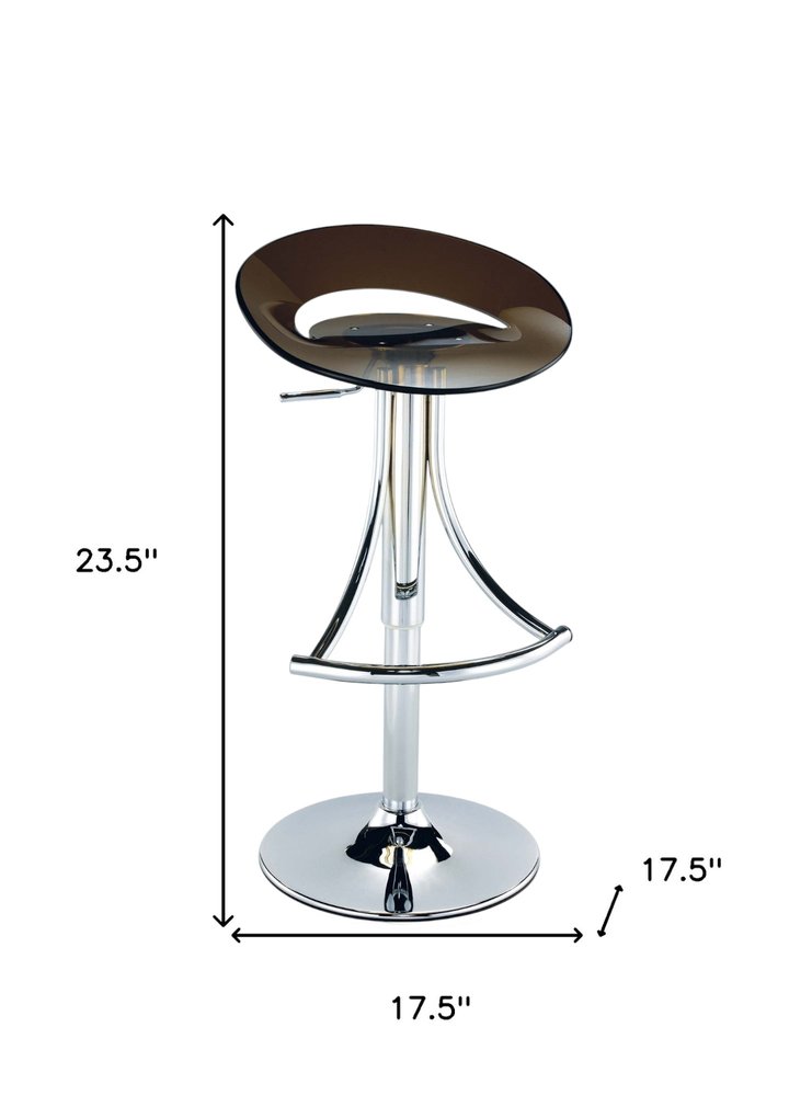 Dark Gray And Silver Acrylic And Metal Low Back Adjustable Height Bar Chair HomeRoots