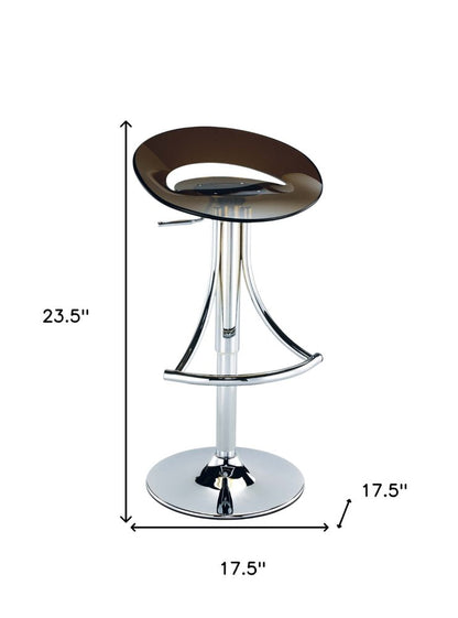Dark Gray And Silver Acrylic And Metal Low Back Adjustable Height Bar Chair HomeRoots