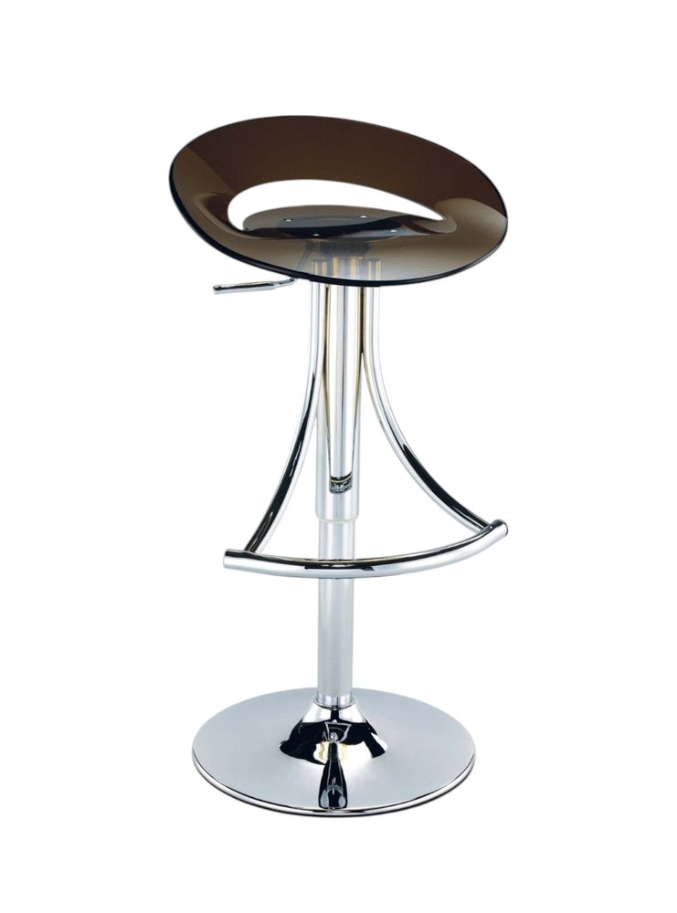 Dark Gray And Silver Acrylic And Metal Low Back Adjustable Height Bar Chair HomeRoots