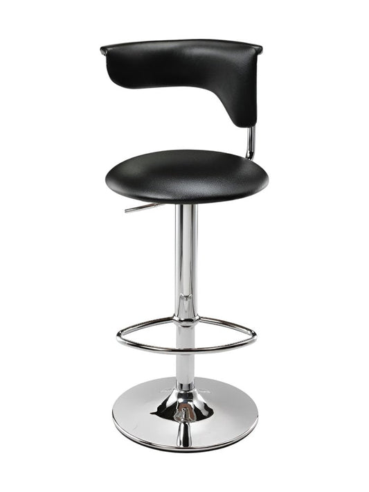 Black And Silver Faux Leather And Metal Low Back Adjustable Height Bar Chair HomeRoots