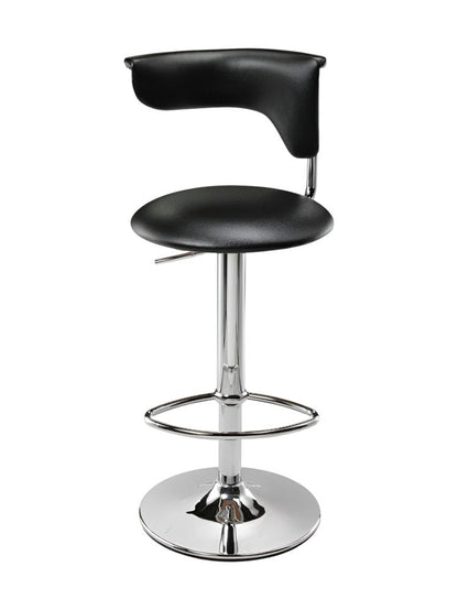 Black And Silver Faux Leather And Metal Low Back Adjustable Height Bar Chair HomeRoots