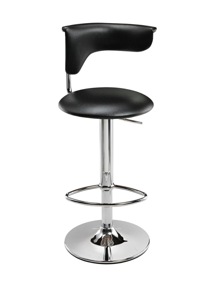 Black And Silver Faux Leather And Metal Low Back Adjustable Height Bar Chair HomeRoots