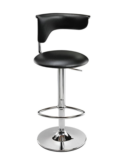 Black And Silver Faux Leather And Metal Low Back Adjustable Height Bar Chair HomeRoots