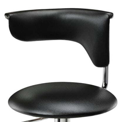 Black And Silver Faux Leather And Metal Low Back Adjustable Height Bar Chair HomeRoots