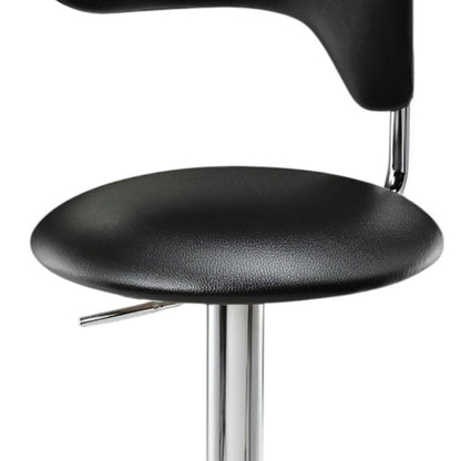 Black And Silver Faux Leather And Metal Low Back Adjustable Height Bar Chair HomeRoots
