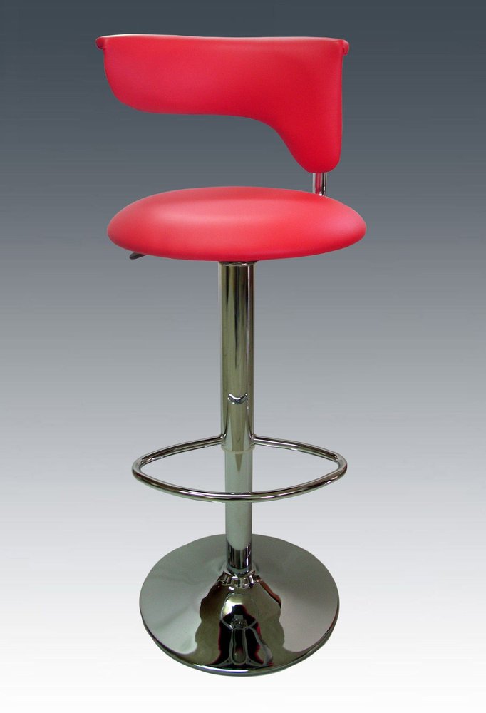 Red And Silver Faux Leather And Metal Low Back Adjustable Height Bar Chair HomeRoots
