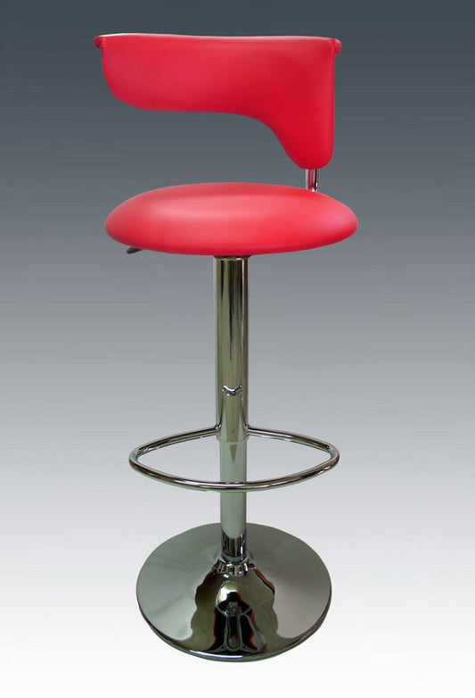 Red And Silver Faux Leather And Metal Low Back Adjustable Height Bar Chair HomeRoots