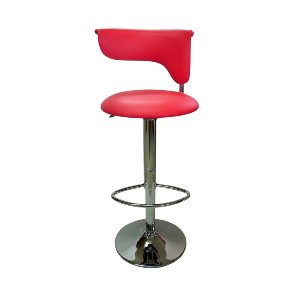 Red And Silver Faux Leather And Metal Low Back Adjustable Height Bar Chair HomeRoots